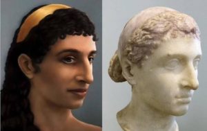 Reconstruction and bust of Cleopatra